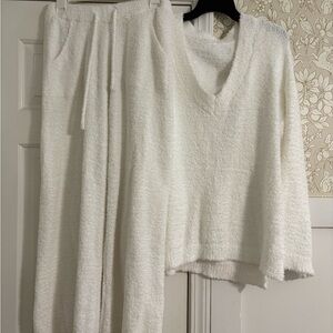 Cozy White Knit Sweater and Pants Set